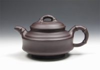 紫砂壶图片：【双线竹鼓】450cc 本山原矿紫茄泥 - 美壶网