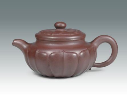 姜建荣紫砂壶 仿古菱花 