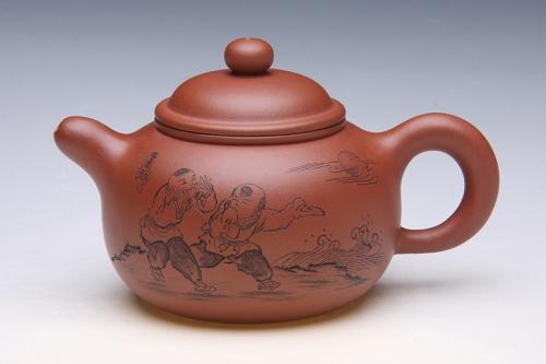 朱萍萍紫砂壶 龙吟伴月 朱萍萍制作 朱建伟镌刻 