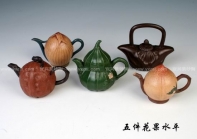 紫砂壶图片：五件花果水平 - 美壶网