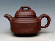 紫砂壶图片：四方竹鼓 泥料：拼紫 - 美壶网