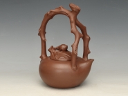 紫砂壶图片：寿桃提梁   容量：600cc - 美壶网