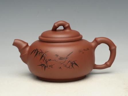 严志军紫砂壶 春竹壶   泥料：原矿清水泥  容量：300cc 