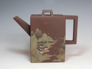 紫砂壶图片：泥绘砖方 容量:4... - 美壶网