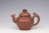 紫砂壶图片：何叶鸳鸯壶 清水泥 - 美壶网