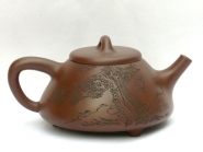 紫砂壶图片：石瓢（陶刻人物情趣） - 美壶网