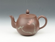 紫砂壶图片：平盖美人肩 350cc 原矿紫泥 - 美壶网