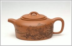 紫砂壶图片：通转山水全手段井栏 - 美壶网