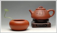 紫砂壶图片：鲍志强爱徒厉上清刻绘 谈剑锋精品子冶石瓢 - 美壶网