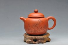 紫砂壶图片：经典实用器 细刻面壁图 匏尊 - 美壶网