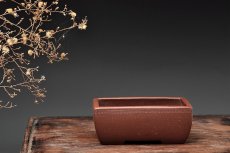 紫砂壶图片：回纹长四方花盆 案头盆 - 美壶网