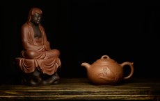 紫砂壶图片：小东原创作品 装饰独特 全手般若*佛风 嵌盖  - 美壶网