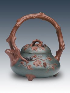 紫砂壶图片：秋硕提梁壶 - 美壶网