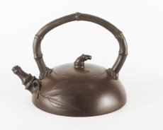 紫砂壶图片：陶艺竹段提梁 - 美壶网