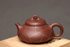 紫砂壶图片：俞欣荣新作 真金装饰 冰纹石瓢 徐家风格~ 做工精致 美壶特惠 - 美壶网