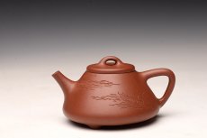 紫砂壶图片：周斌文人作品 全手摹古石瓢 储云高徒潘晓鸣装饰  - 美壶网