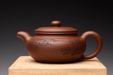 紫砂壶图片：朱牧清新作 形神兼备 传统经典 扁腹 - 美壶网