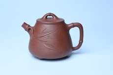 紫砂壶图片：美壶特惠 优质紫泥竹叶高石瓢壶 茶人醉爱 - 美壶网