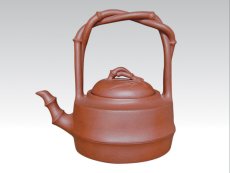 紫砂壶图片：竹节提梁  紫泥 ... - 美壶网