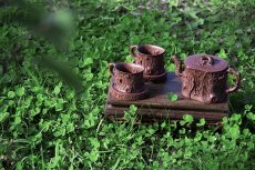 紫砂壶图片：鸣远松段套组 - 美壶网