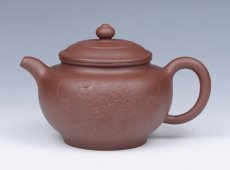 紫砂壶图片：手工堆绘牡丹掇只 - 美壶网