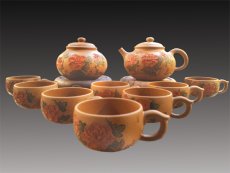 紫砂壶图片：荣华富贵（全手工）容量：350cc 泥料：黄土 - 美壶网