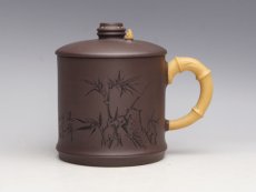 紫砂壶图片： 双色竹节杯  泥... - 美壶网