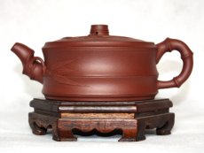 紫砂壶图片：底槽青 扁竹壶 - 美壶网