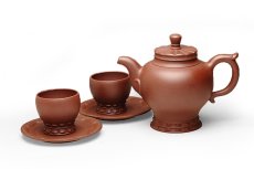 紫砂壶图片：如意宝瓶套壶（此壶由许亚均与张家八世活佛合作制作 专利号：201330654693 - 美壶网