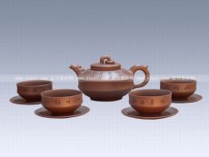 紫砂壶图片：九件鱼跃龙门茶具 - 美壶网