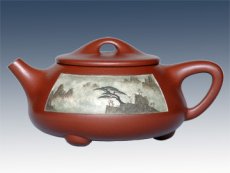 紫砂壶图片：泥绘石瓢 - 美壶网