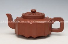 紫砂壶图片：扁锦囊抽角 - 美壶网