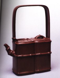 紫砂壶图片：双竹提梁壶 - 美壶网