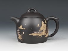 紫砂壶图片：秦权（泥绘） - 美壶网