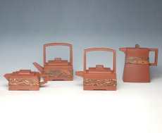 紫砂壶图片：印象绞泥方壶系列 - 美壶网