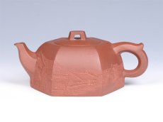 紫砂壶图片：- 浮雕六方井兰 - - 美壶网