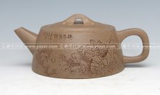 紫砂壶图片：如意井栏原矿蟹青泥 - 美壶网