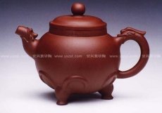 紫砂壶图片：三羊开泰宝鼎 - 美壶网