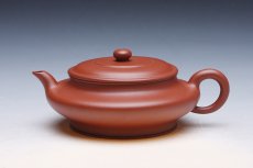 紫砂壶图片：虚扁壶 大红袍 - 美壶网