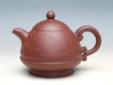 紫砂壶图片：玉笠壶（与画家罗尔纯合作）（紫泥） - 美壶网