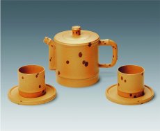 紫砂壶图片：竹·斑竹（五件茶具） - 美壶网