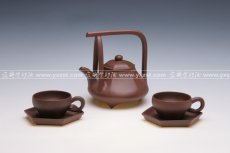 紫砂壶图片：六方石瓢提梁 - 美壶网