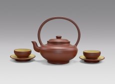 紫砂壶图片：线圆提梁套壶 - 美壶网