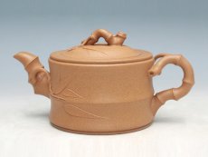 紫砂壶图片：竹段壶（全手工）（段泥） - 美壶网