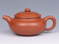 紫砂壶图片：仿古（朱泥泥绘） - 美壶网